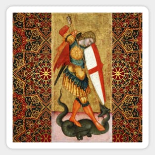 St. Michael Archangel and Dragon Sienese School Medieval Art Magnet